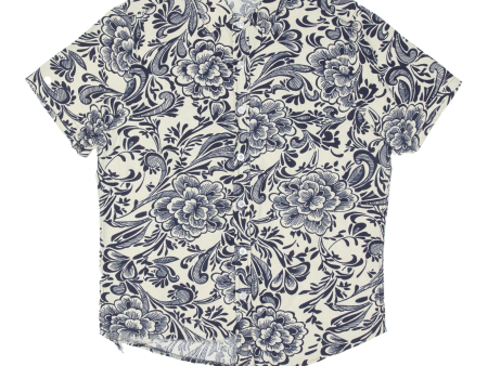 Boys Hawaiian Shirt Cream Floral L on Sale