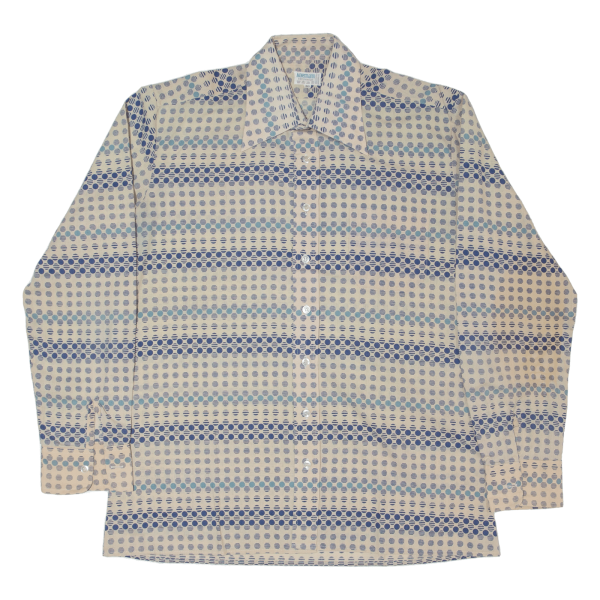 ACKERMAN Mens Shirt Beige Spotted Long Sleeve M Online Sale