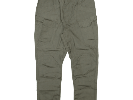 Cargo Mens Trousers Green Regular Tapered W28 L23 Cheap