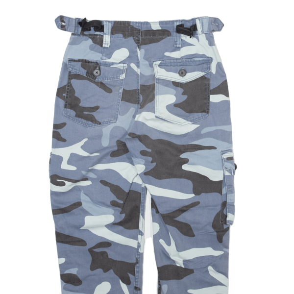 BERSHKA Camo Cargo Mens Trousers Blue Regular Tapered W24 L24 on Sale