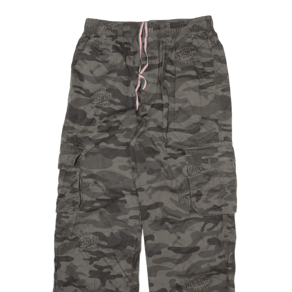 Camo Cargo Mens Trousers Grey Regular Straight W26 L27 Cheap