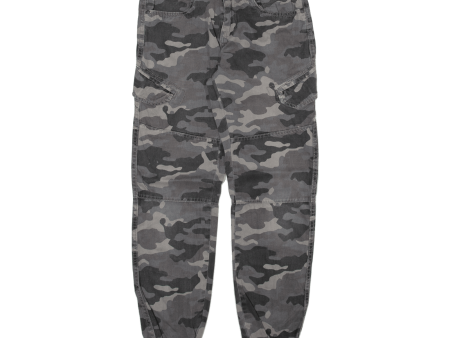 CHAPTER YOUNG Camo Cargo Boys Trousers Grey Relaxed Tapered W28 L28 For Discount