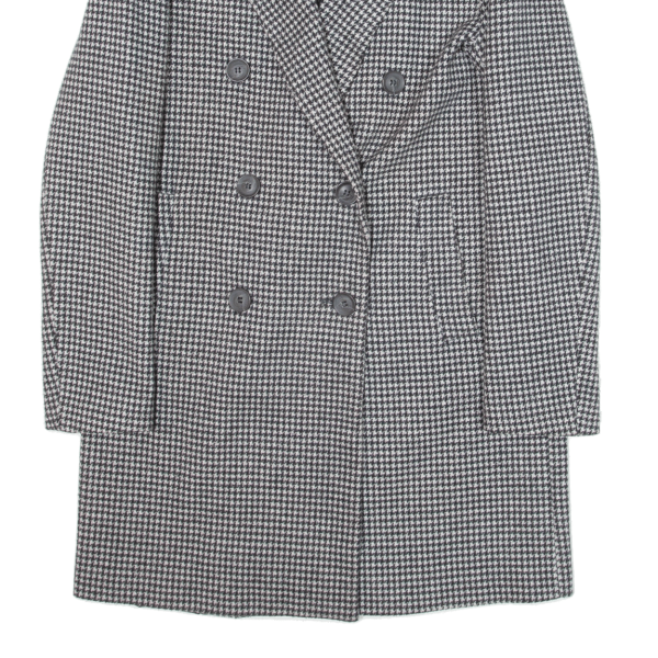 ZARA Basic Double Breasted Womens Overcoat Jacket Grey Knit Houndstooth S Online