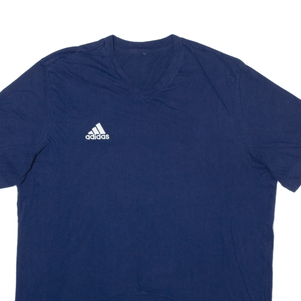 ADIDAS Mens T-Shirt Blue V-Neck L on Sale