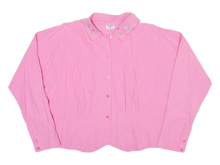 Cropped Womens Shirt Pink Floral Long Sleeve M Online Hot Sale