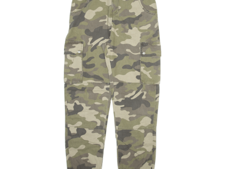 Camo Cargo Womens Trousers Green Relaxed Tapered W28 L29 on Sale