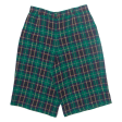 BASLER Womens Chino Shorts Green 90s Plaid M W32 Fashion