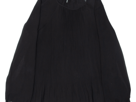 ZARA Pleated Womens Blouse Black Long Sleeve S For Discount