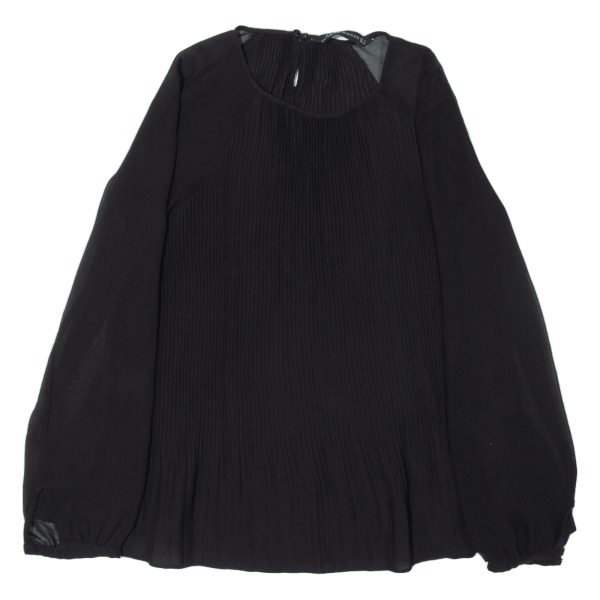 ZARA Pleated Womens Blouse Black Long Sleeve S For Discount