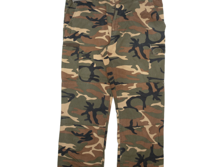 DECATHLON Camo Cargo Mens Trousers Green Relaxed Straight W36 L29 For Sale