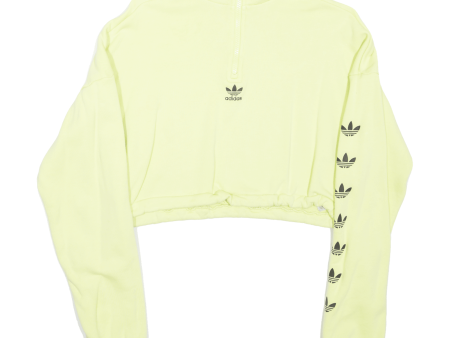 ADIDAS Womens Sweatshirt Yellow 1 4 Zip UK 4 For Discount