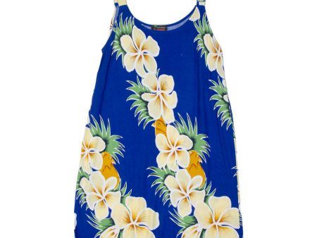 BLUE HAWAII Womens Tank Dress Blue Floral Sleeveless Midi L Fashion