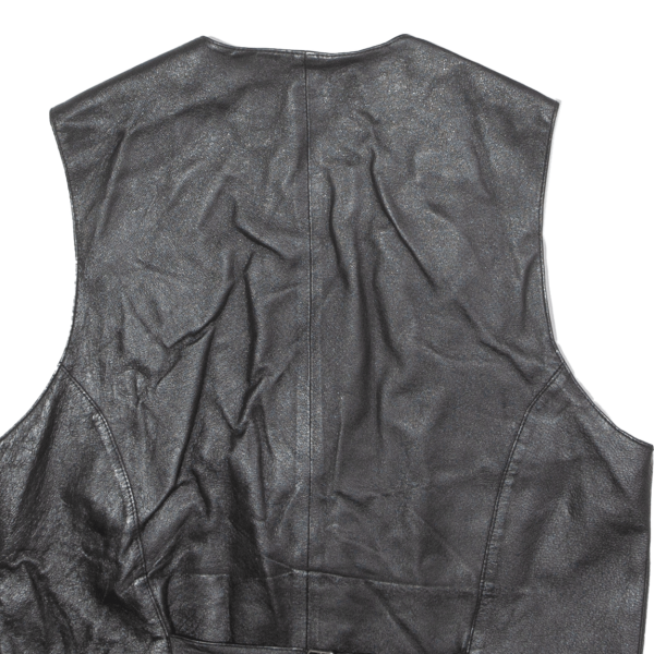 CONWELL Mens Biker Waistcoat Black Leather 90s XL Online Hot Sale