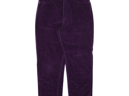 FASHION BUG Womens Corduroy Trousers Purple Regular Straight W31 L28 Supply