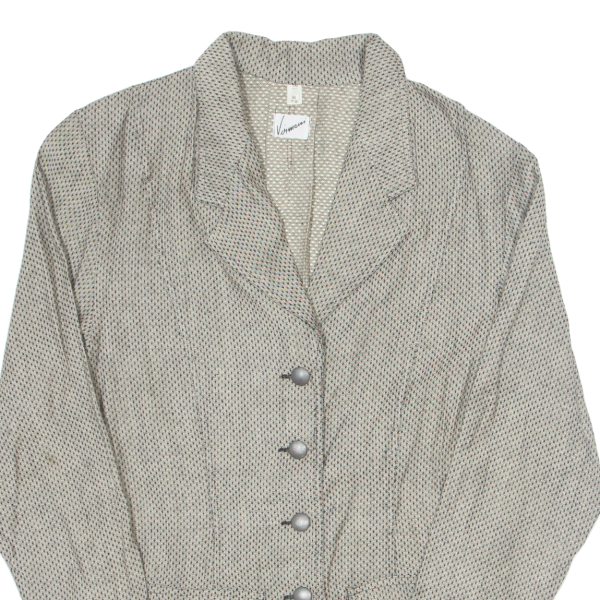 VIRMAN Womens Blazer Jacket Grey Linen 90s Spotted S Online