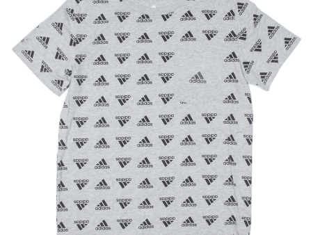 ADIDAS All Over Print Boys T-Shirt Grey L Hot on Sale