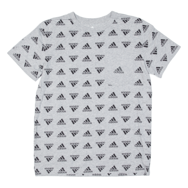 ADIDAS All Over Print Boys T-Shirt Grey L Hot on Sale