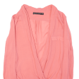 ZARA Womens Blouse Pink V-Neck Long Sleeve Viscose XS For Sale