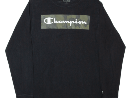 CHAMPION Mens T-Shirt Black Long Sleeve S For Sale