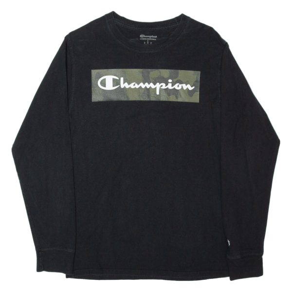 CHAMPION Mens T-Shirt Black Long Sleeve S For Sale