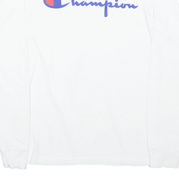 CHAMPION Mens T-Shirt White Long Sleeve S on Sale