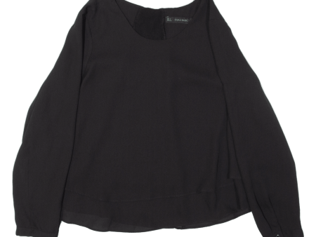 ZARA Womens Blouse Black Long Sleeve S Discount