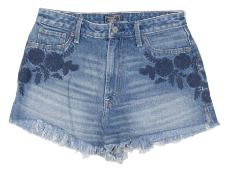 ABERCROMBIE & FITCH Cut Off Annie High Rise Short Womens Denim Shorts Blue Slim S W28 For Sale