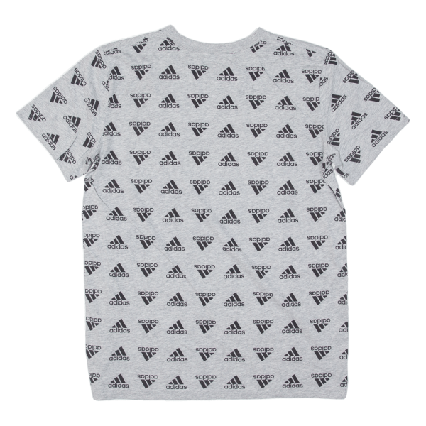 ADIDAS All Over Print Boys T-Shirt Grey L Hot on Sale