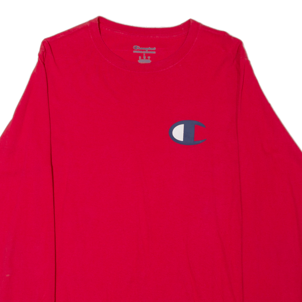 CHAMPION Mens T-Shirt Red Long Sleeve S Supply