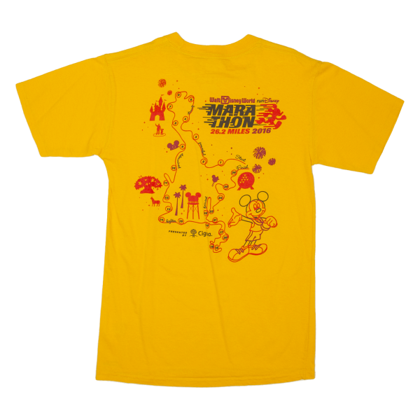 CHAMPION Disney World Marathon Mens T-Shirt Yellow S For Discount