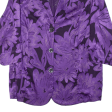 Blazer Padded Shoulders Womens Blouse Shirt Purple Collared 3 4 Sleeve Floral L Fashion