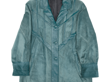 Womens Overcoat Coat Blue Leather M Online