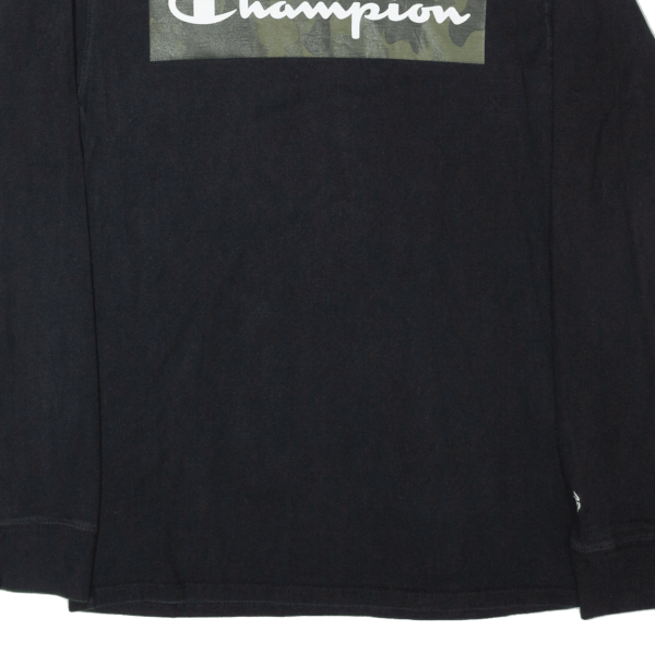 CHAMPION Mens T-Shirt Black Long Sleeve S For Sale