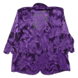 Blazer Padded Shoulders Womens Blouse Shirt Purple Collared 3 4 Sleeve Floral L Fashion