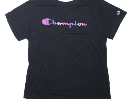 CHAMPION Girls T-Shirt Black L For Discount