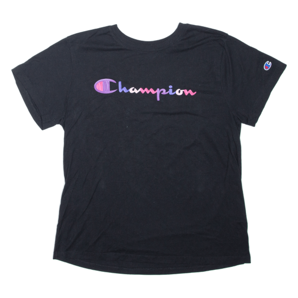 CHAMPION Girls T-Shirt Black L For Discount