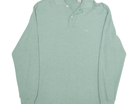 FILA Mens Polo Shirt Green Long Sleeve S For Cheap