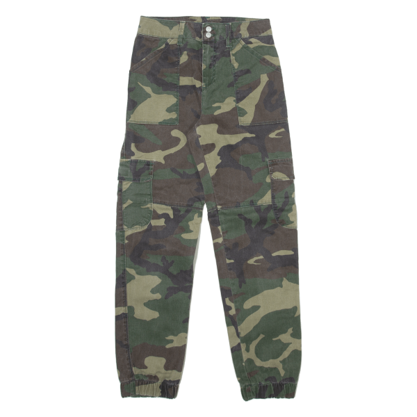 BRANDY MELVILLE Camo Cargo Womens Trousers Green Regular Tapered W24 L28 on Sale