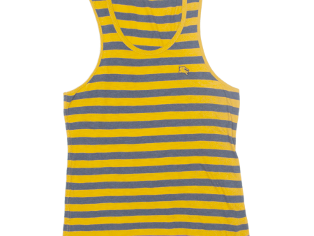 BURBERRY BRIT Womens Printed Vest Yellow Sleeveless Striped L Hot on Sale