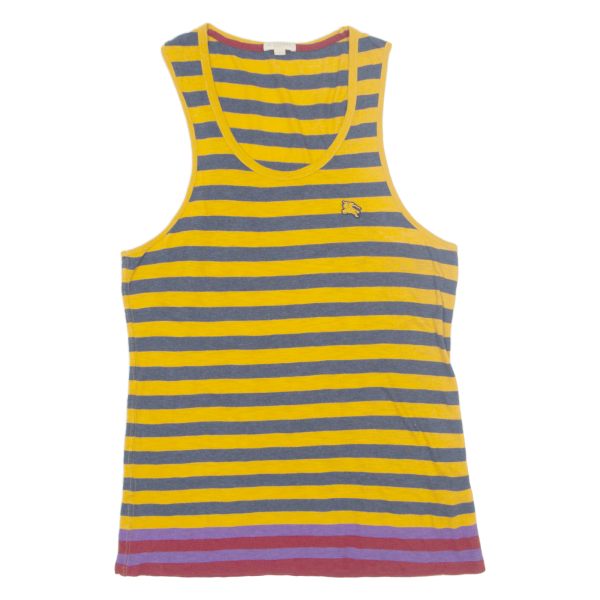 BURBERRY BRIT Womens Printed Vest Yellow Sleeveless Striped L Hot on Sale