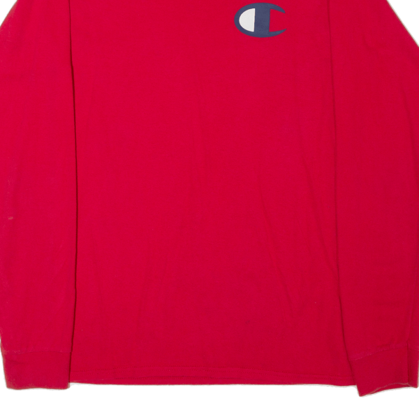 CHAMPION Mens T-Shirt Red Long Sleeve S Supply