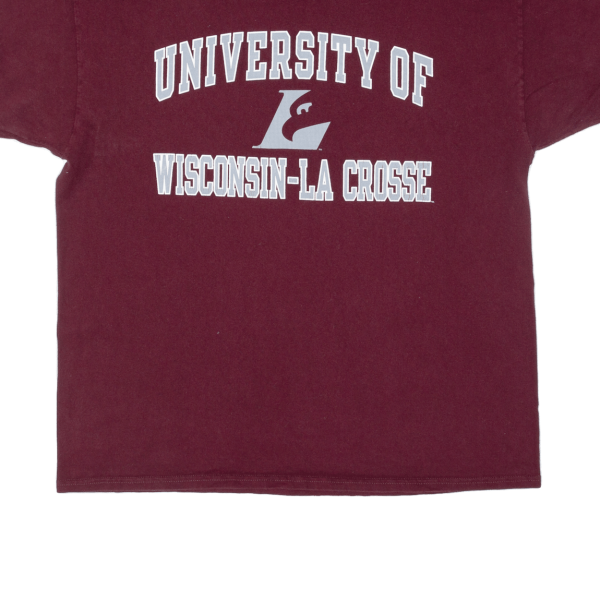 CHAMPION University Of Wisconsin -La Crosse Mens T-Shirt Maroon USA XL For Discount