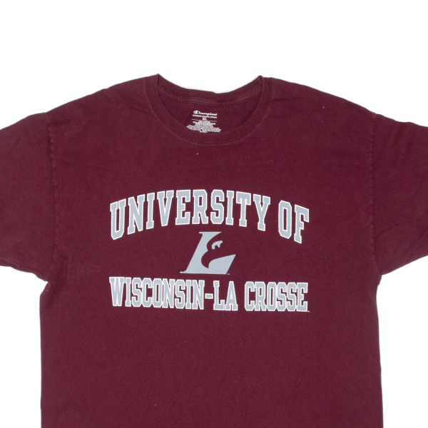 CHAMPION University Of Wisconsin -La Crosse Mens T-Shirt Maroon USA XL For Discount