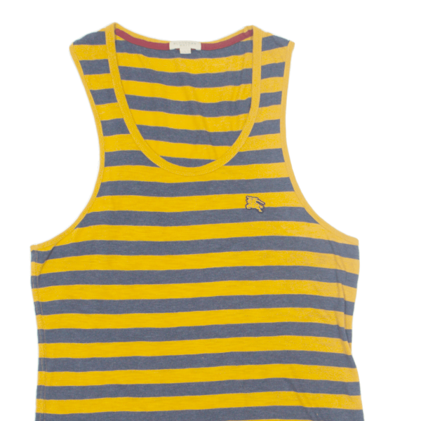 BURBERRY BRIT Womens Printed Vest Yellow Sleeveless Striped L Hot on Sale