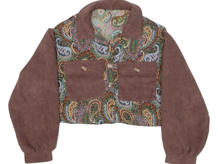 Cropped Womens Corduroy Jacket Brown Paisley S Cheap