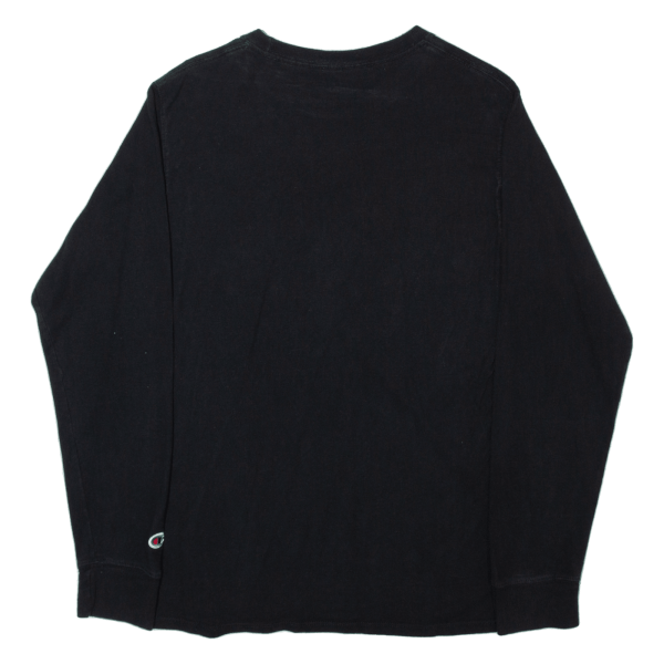 CHAMPION Mens T-Shirt Black Long Sleeve S For Sale