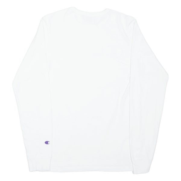 CHAMPION Mens T-Shirt White Long Sleeve S on Sale