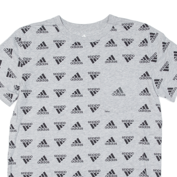 ADIDAS All Over Print Boys T-Shirt Grey L Hot on Sale