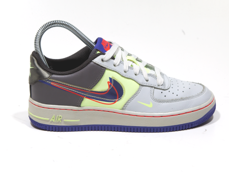 NIKE CT1628-101 Air Force 1 Low Dunk Sneaker Trainers Grey Leather Boys UK 3.5 Hot on Sale